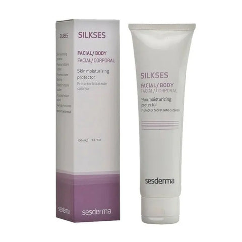 Sesderma Silkses Skin Moisturizing Protector 100ml in a sleek bottle, designed to hydrate and protect skin effectively.