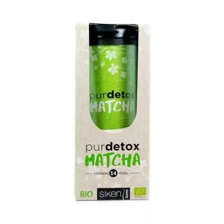 Siken Form Purdetox Matcha sticks by Jag Couture London New York, showing 14 green tea matcha sticks in a box.