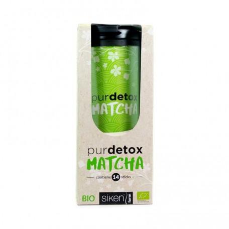 Siken Form Purdetox Matcha sticks by Jag Couture London - New York, showing 14 green matcha powder sticks in a box.