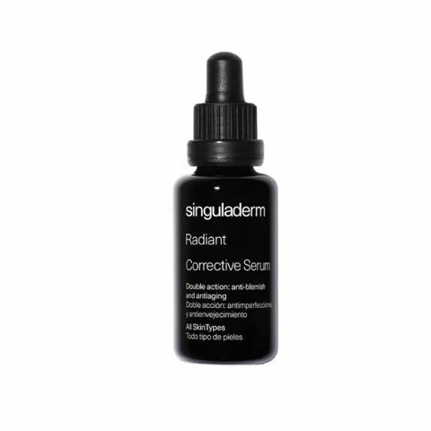 Jag Couture London New York Singuladerm Radiant Corrective Serum 30ml bottle with sleek packaging and product label visible.