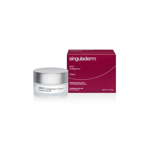 Jag Couture London Singuladerm Xpert Collageneur anti-ageing firming cream for combination and oily skin, 50ml jar with cream inside