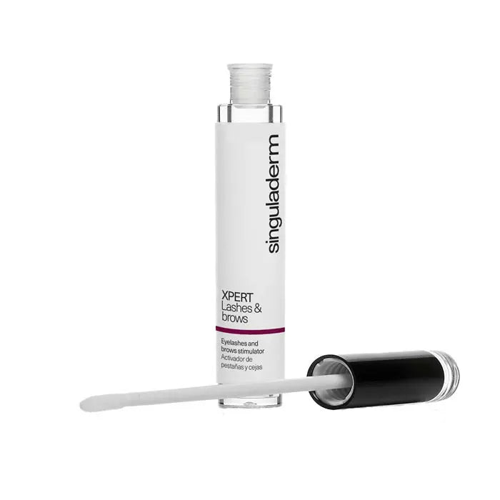 Jag Couture London Singuladerm Xpert Eyelashes and Eyebrows 4ml, brow and eyelash serum bottle on a white background.