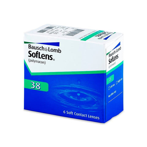 Jag Couture London Soflens 38 contact lenses with tint visibility, -0.75 power, BC 87, six units included.