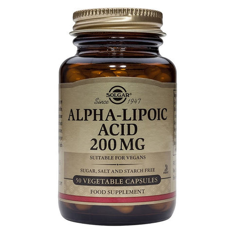 Jag Couture London New York Solgar Alpha-Lipoic Acid 200mg 50 capsules bottle on a clean white background
