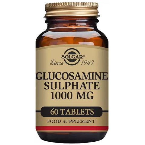 Solgar Glucosamine Sulphate 1000mg supplement bottles by Jag Couture London New York, featuring 60 tablets for joint health.