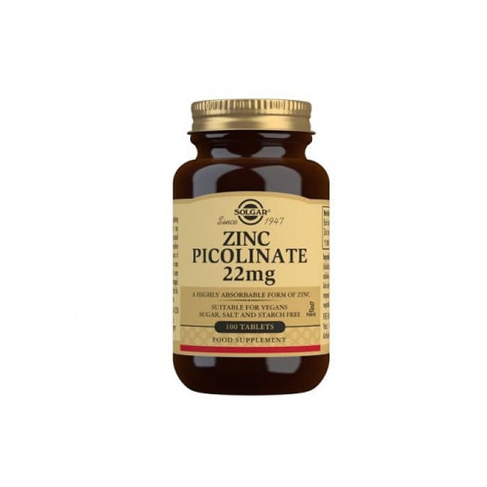 Jag Couture London - New York Solgar Picolinato Zinc 22mg 100 tablets, dietary supplement for immune support and skin health.