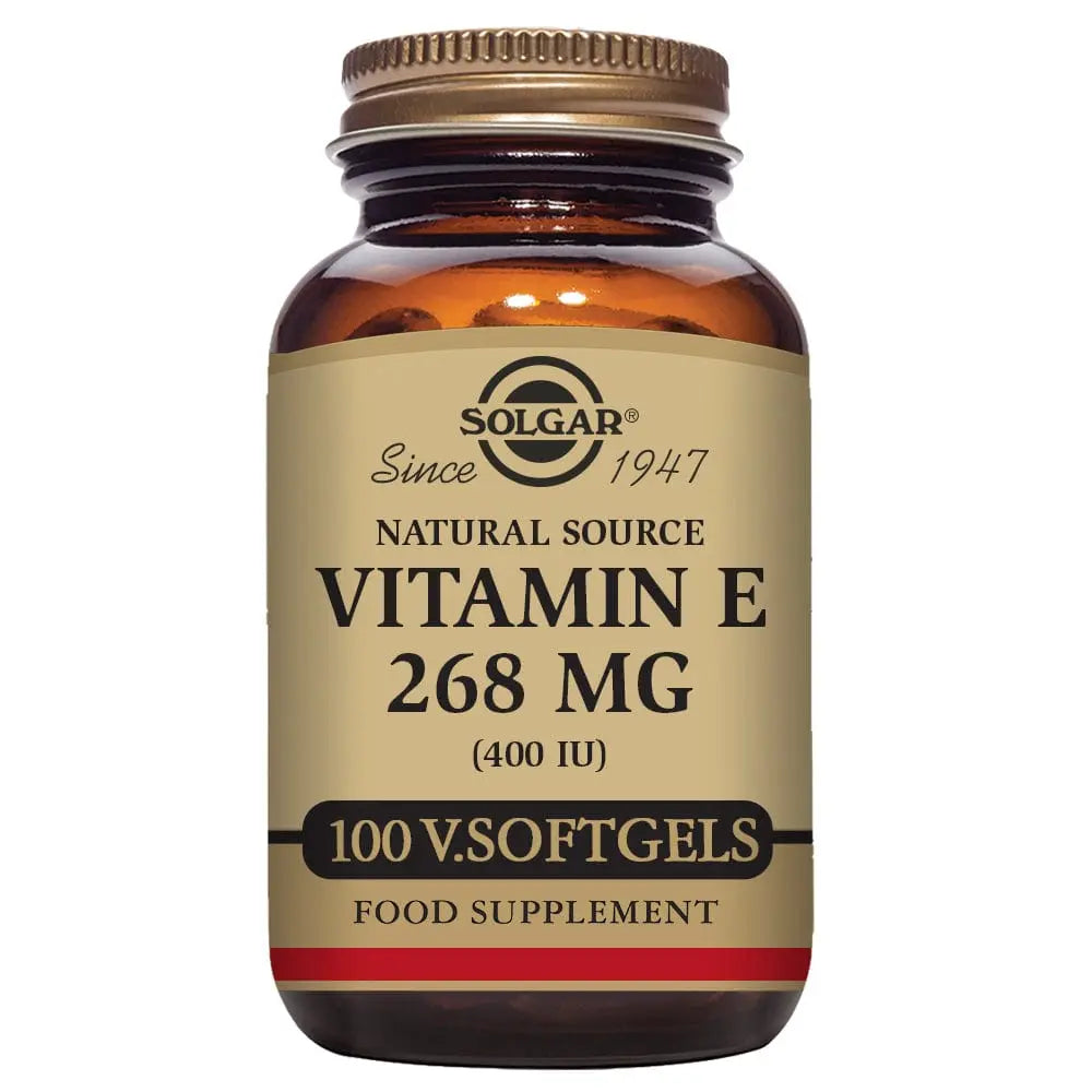 Jag Couture London New York Solgar Vitamin E 400 IU softgels bottle with 100 capsules, shown in the product image.