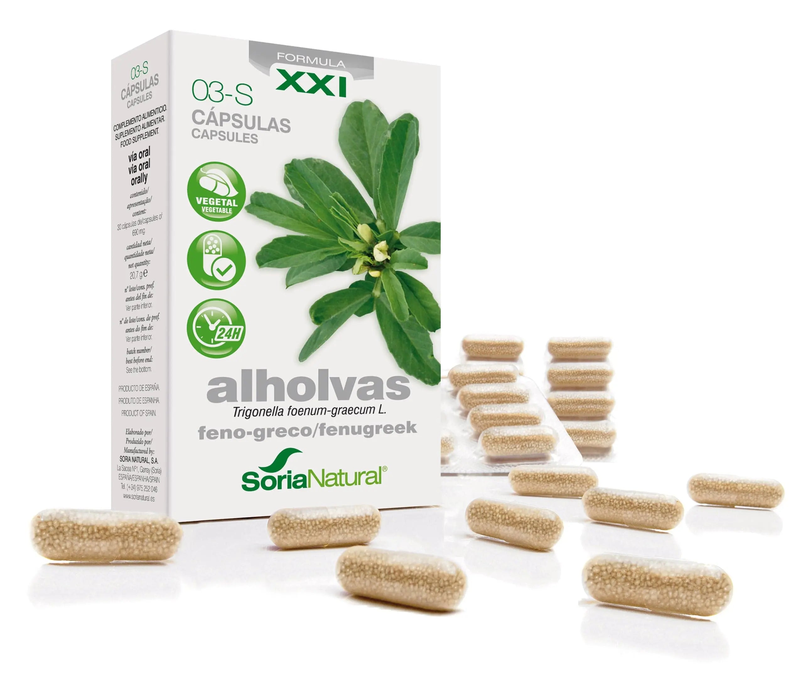 Soria 3-S Alholvas 690mg supplement by Jag Couture London – New York, 30 extended-release capsules in a bottle.