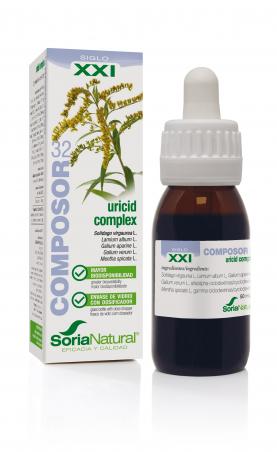 Soria Composor 32 Uricid Complex S XI by Jag Couture London New York, showing the product packaging and design.