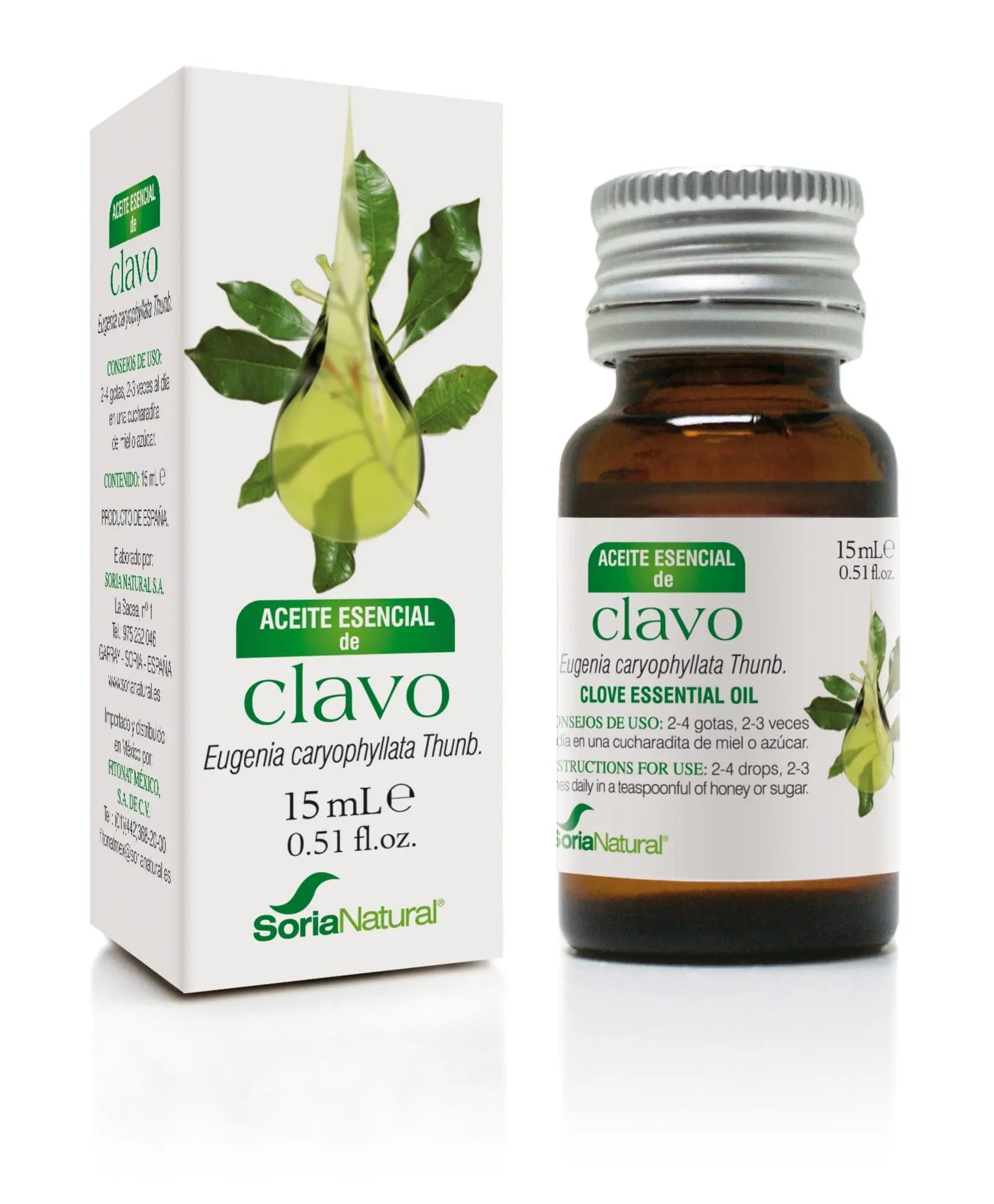 Soria Esencia de Clavo by Jag Couture London, 15ml bottle of clove essence with a dark glass container and label.
