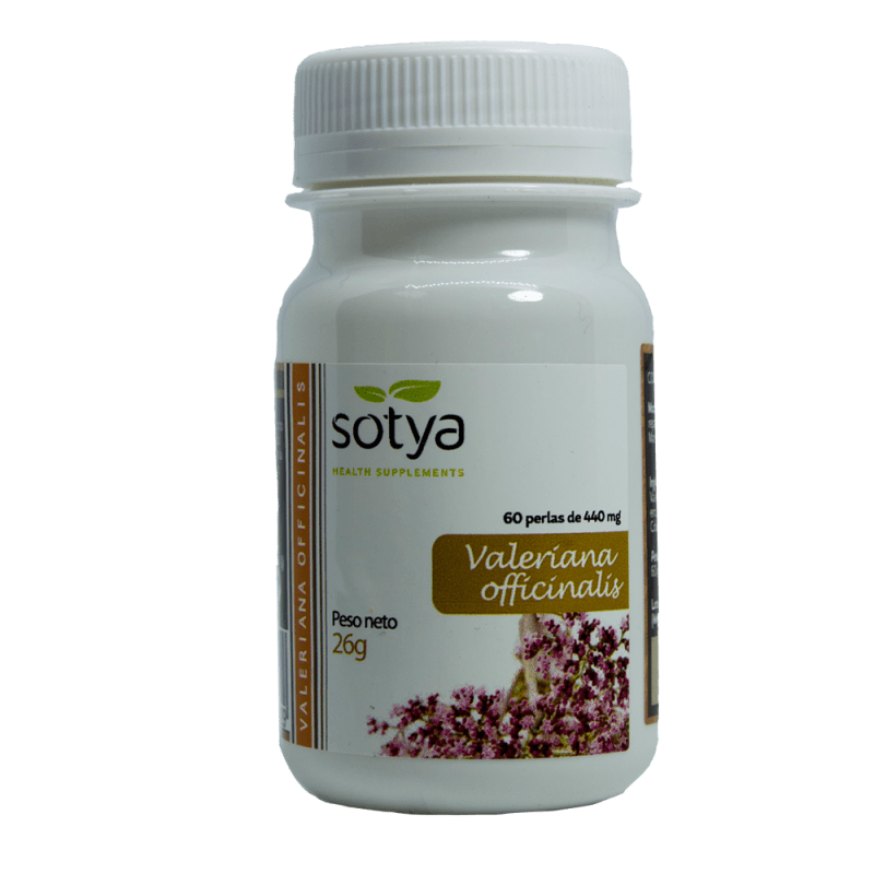 Sotya Valeriana 60 Perlas supplement bottles from Jag Couture London New York, featuring natural herbal remedy capsules.