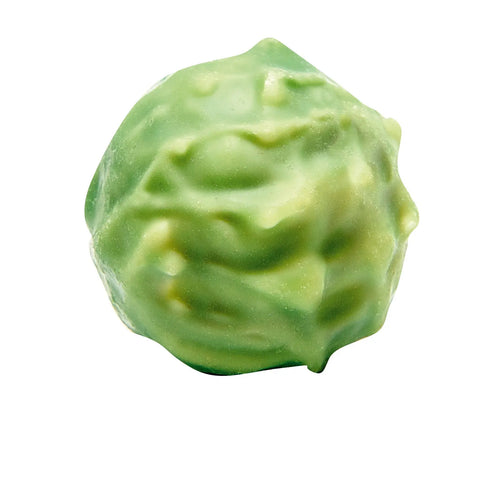 Green-colored white chocolate sprouts by Jag Couture London with white chocolate and fresh cream center, 13g each, approximately 1kg.