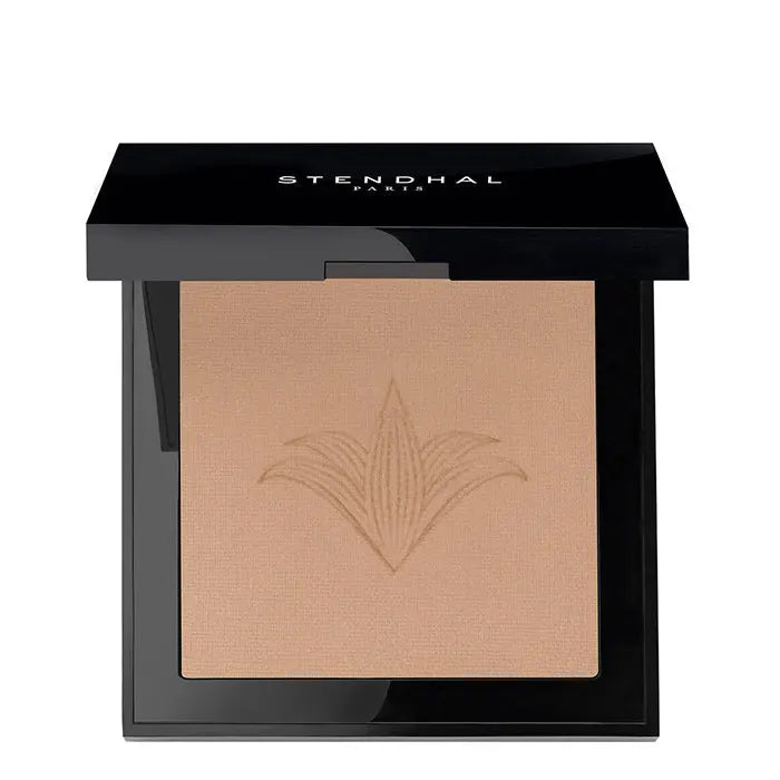 Stendhal Perfecting Compact Powder in Sable shade, 9g, by Jag Couture London - New York, with the compact open showing the powder.