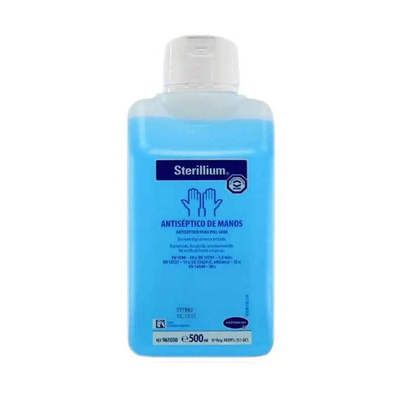 Sterillium antiseptic hand solution 500ml bottle from Jag Couture London New York, with clear label and pump dispenser.