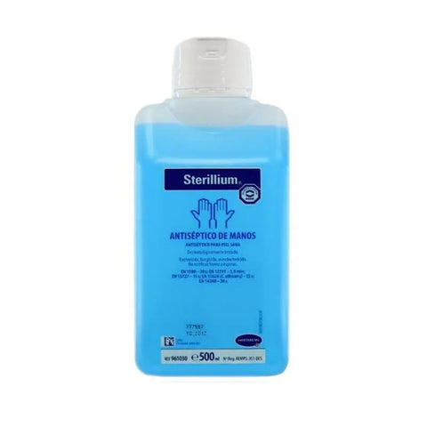 Sterillium antiseptic hand solution 500ml bottle from Jag Couture London New York, with clear label and pump dispenser.