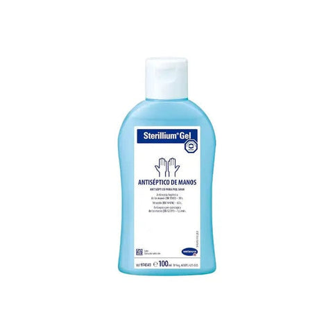 Sterillium antiseptic skin gel 100ml bottle with clear label, used for hand disinfection, by Jag Couture London - New York.