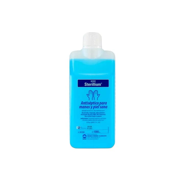 Jag Couture London - New York Sterillium antiseptic skin gel 1000ml bottle, clear gel with label, for hand sanitizing.