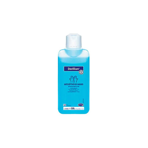 Sterillium Sol antiseptic skin sanitizer bottle from Jag Couture London New York, 500ml, with clear label and cap on a white background.