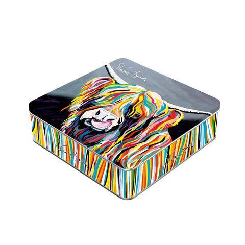 Steven Brown Heather McCoo vanilla fudge in a decorative tin, by Jag Couture London New York, shown in a close-up image.