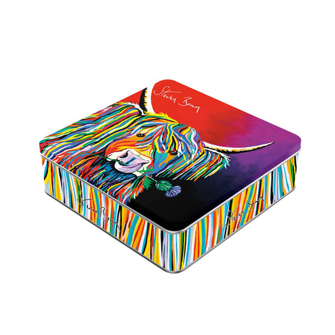 Steven Brown Lizzie McCoo salted caramel fudge tin from Jag Couture London New York, featuring a decorative tin with salted caramel fudge inside.