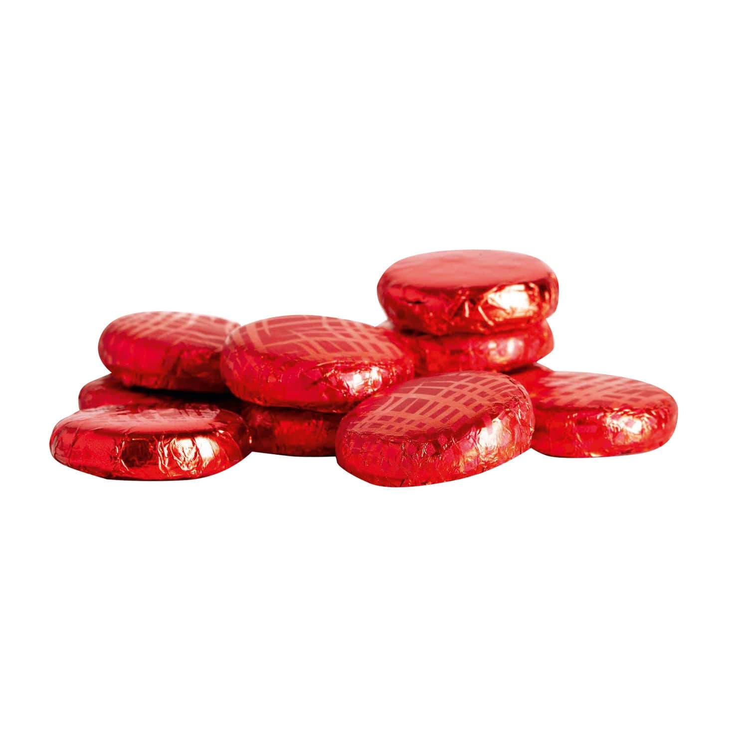 Strawberry crème dark chocolate-covered fondants in red foil, 120 pieces by Jag Couture London New York.