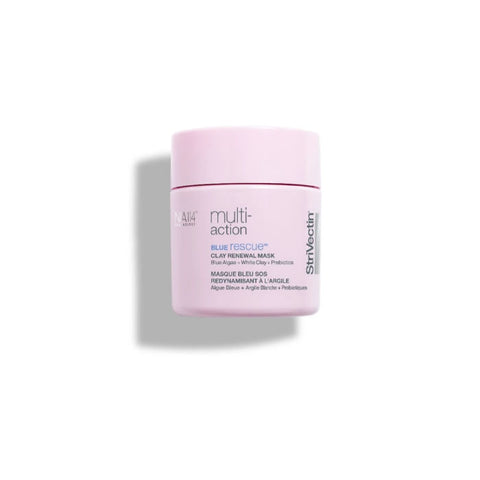Jag Couture London blue rescue clay renewal mask by Strivectin, 94g, with a smooth clay texture in a sleek jar.