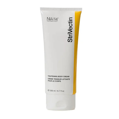 Jag Couture London New York Strivectin tightening body cream in 200ml jar, showing the product with sleek packaging and label.