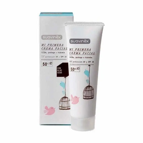 Jag Couture London - New York Suavinex My First Facial Cream for gentle skincare, shown in a clear jar with a soft, soothing appearance.