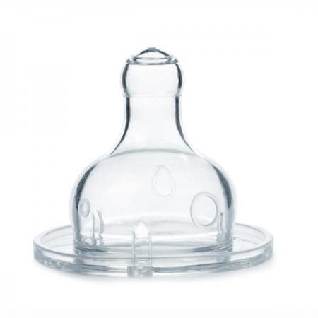 Two Jag Couture London wide-mouth silicone teats with three adjustable flow positions, designed for baby bottles.