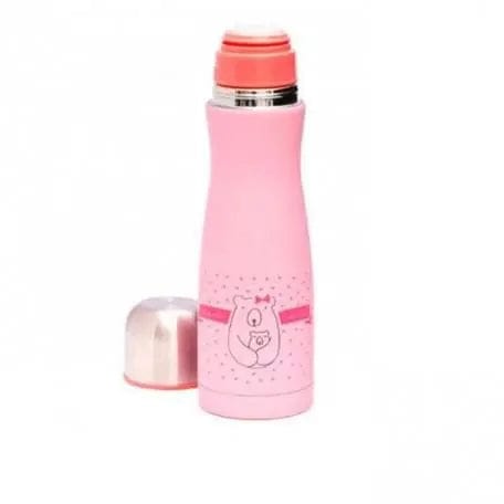Pink 500ml Suavinex children's liquid thermal flask with a secure lid, designed for keeping liquids warm or cold.