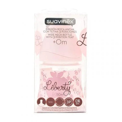 Suavinex™ Vintage wide latex nipple with 3 positions, designed for baby bottles, shown with 150ml capacity.