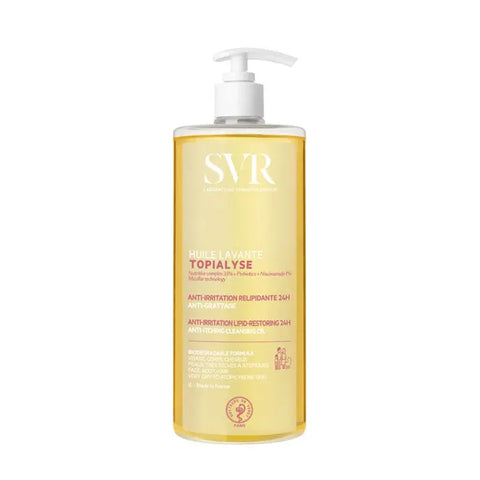 Jag Couture London New York Svr Topialyse Cleansing Oil 1000ml bottle with pump for gentle skincare and cleansing.