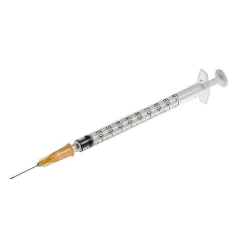 Jag Couture London - New York Syringe IcoPluma 1ml with 0.36x12mm tips, 10 sub-units, detailed close-up of medical syringe.