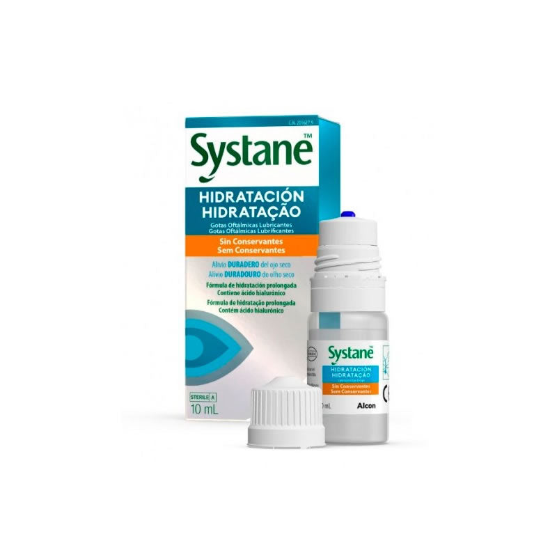 Jag Couture London New York Systane Hydration Lubricant Eye Drops 10ml bottle with clear cap and label visible.
