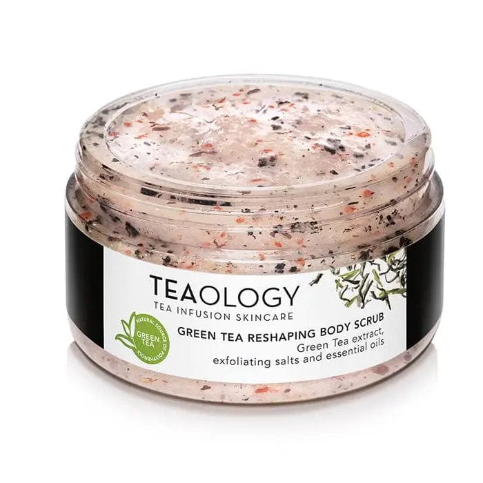 Jag Couture London Green Tea Reshaping Body Scrub bottle with green tea exfoliating formula in 450g container.