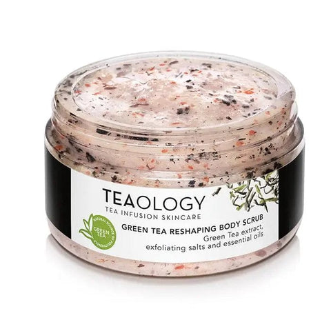 Jag Couture London Green Tea Reshaping Body Scrub bottle with green tea exfoliating formula in 450g container.