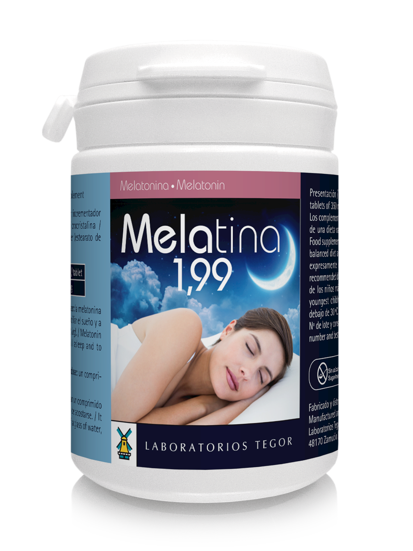 Tegor Melatina 1.99 by Jag Couture London - New York, 60 compressed tablets in a clear blister pack.