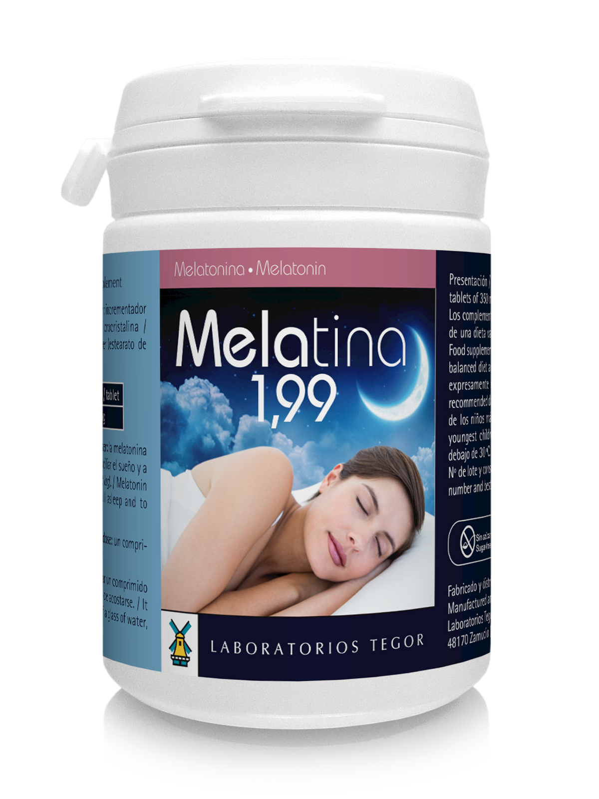 Tegor Melatina 1.99 by Jag Couture London - New York, 60 compressed tablets in a clear blister pack.