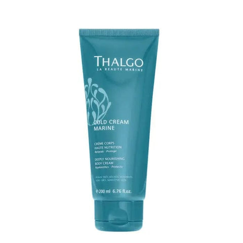 Thalgo Cold Cream Marine Deeply Nourishing Body Cream in 200ml jar, with creamy texture and nourishing ingredients for smooth skin.
