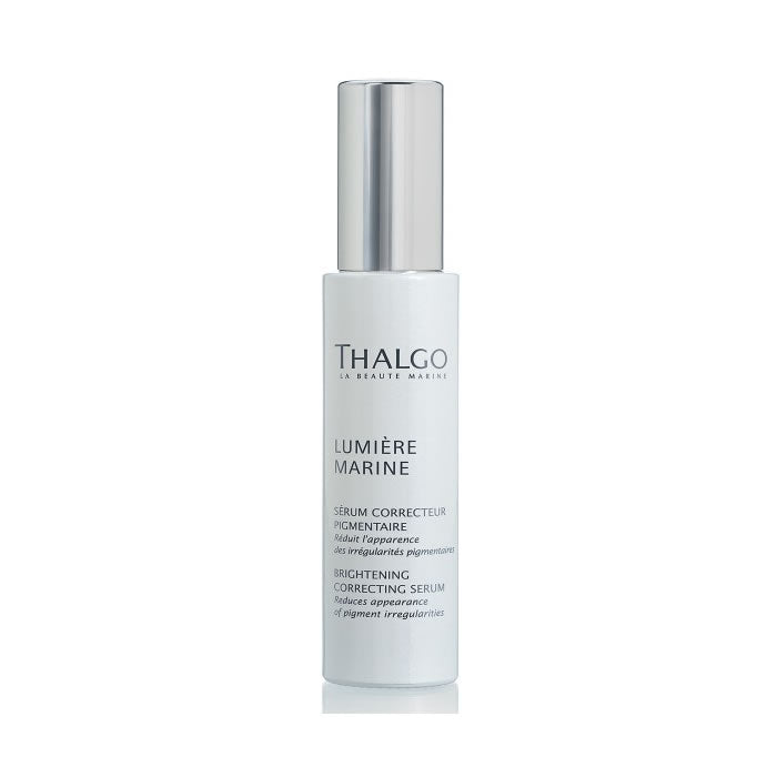 Thalgo Lumière Marine Brightening Correcting Serum in a 30ml bottle, featuring a sleek design and clear labeling.