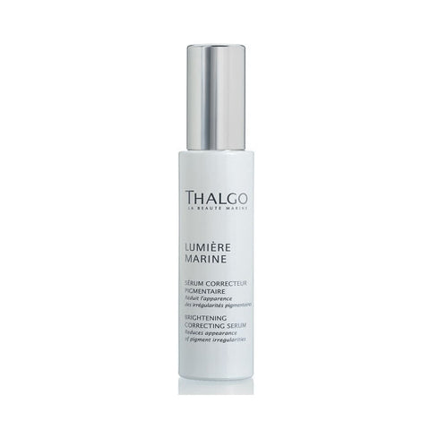 Thalgo Lumière Marine Brightening Correcting Serum in a 30ml bottle, featuring a sleek design and clear labeling.