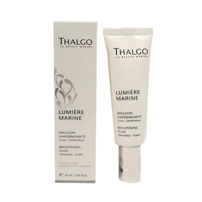 Thalgo Lumière Marine Brightening Fluid 50ml bottle, showcasing sleek packaging with a marine-themed design.