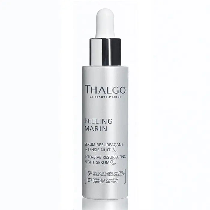 Thalgo Peeling Marin Intensive Night Serum in 30ml bottle, skincare product by Jag Couture London - New York, with a sleek design.