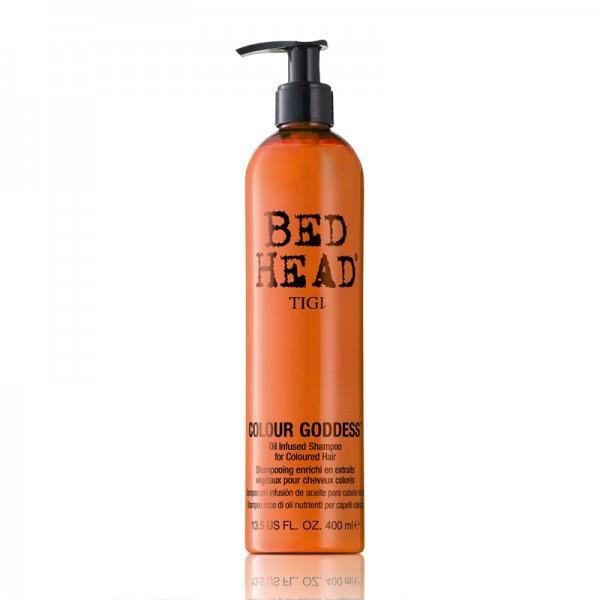 Jag Couture London Bed Head Colour Goddess Oil Infused Shampoo 400ml bottle with vibrant packaging and product label.