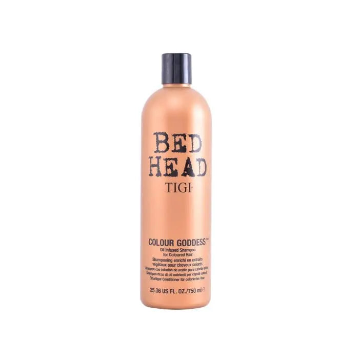 Tigi Bed Head Colour Goddess Oil-Infused Shampoo bottle, 750ml, with vibrant label and sleek design from Jag Couture London New York.