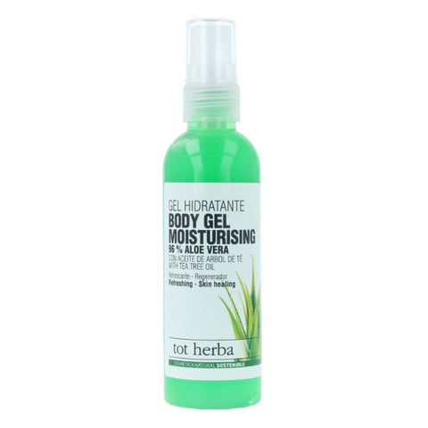 Jag Couture London Tot Herba Body Gel with Aloe Vera and Tea Tree Oil, 100ml, showing the gel in a clear tube with green accents.