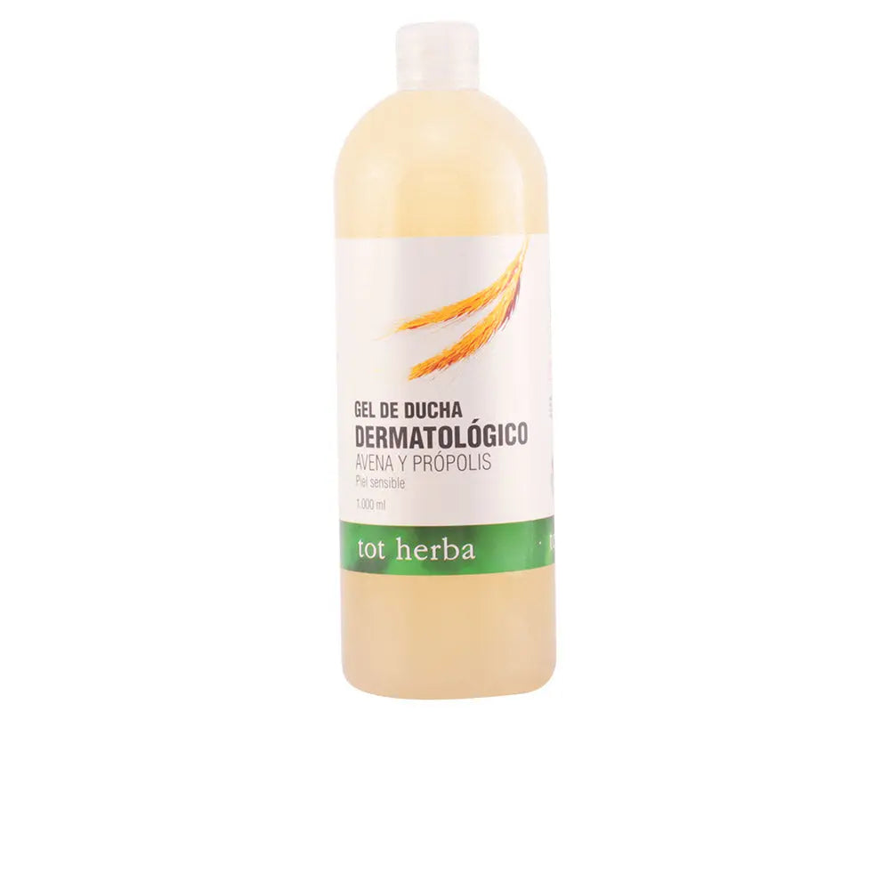 Jag Couture London Tot Herba Relaxing Shower Gel with oats and propolis in a 1000ml bottle, shown in a clean, minimalist setting.