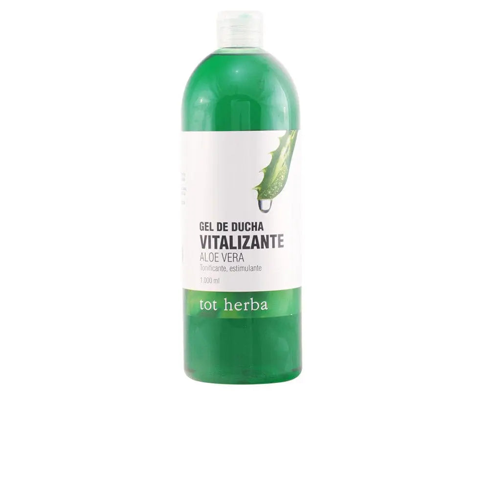 Jag Couture London New York Tot Herba Shower Vitalizing Gel with Aloe Vera in a 1000ml bottle, showing the gel's clear texture and packaging
