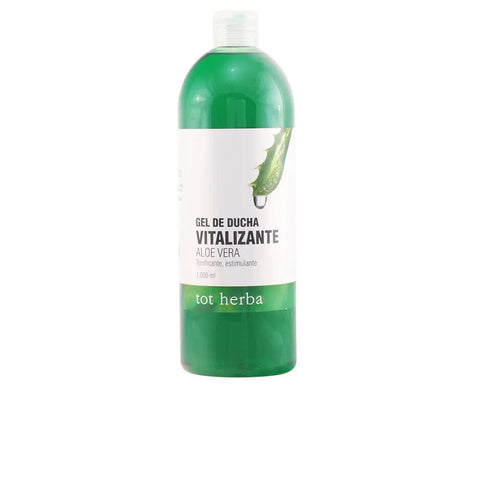 Jag Couture London New York Tot Herba Shower Vitalizing Gel with Aloe Vera in a 1000ml bottle, showing the gel's clear texture and packaging