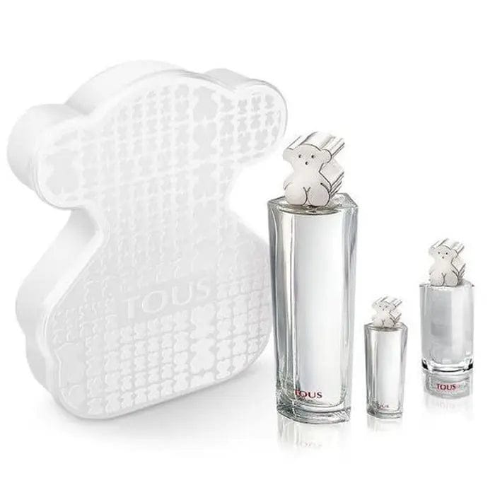 Set of three 90ml Tous Eau De Toilette Spray bottles by Jag Couture London - New York, shown in clear packaging.